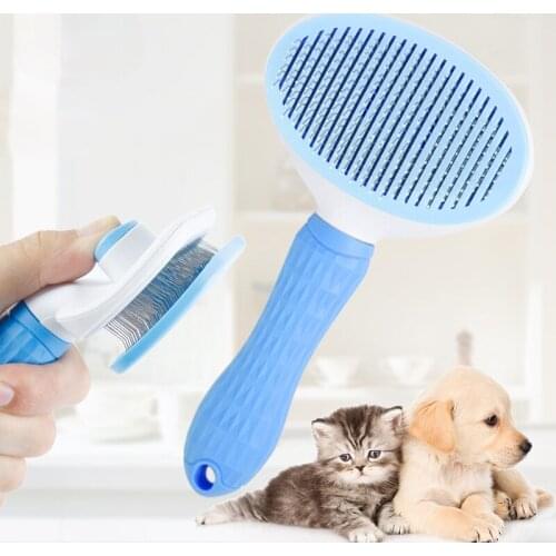 Plastic Dog Cat Pets Self Cleaning Slicker Brush Comb Pet Dog Cat Grooming Tools Hair Shedding Combs D1940