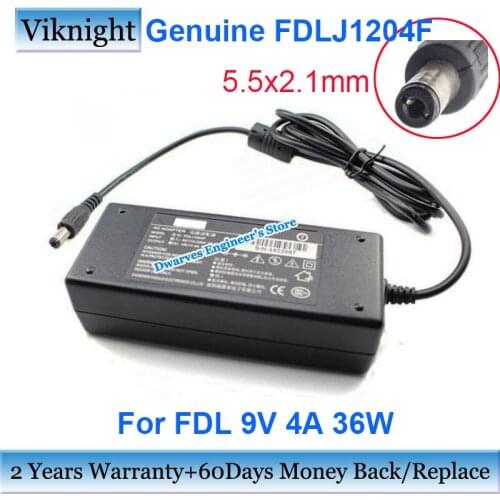Genuine FDLJ1204F AC Adapter Charger For FDL 9V 4A 36W 4822067 Power Supply 5.5x2.1mm