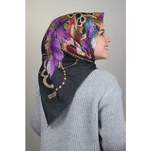 POLOİST SHİNE PATTERNED SILVERY LINEN SCARF-DESEN-24-RENK-02