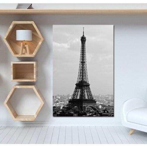 Poster Black and White Eiffel Tower Canvas Paintings for Interior City Landscape Modern Home Decor Big Large Size Prints
