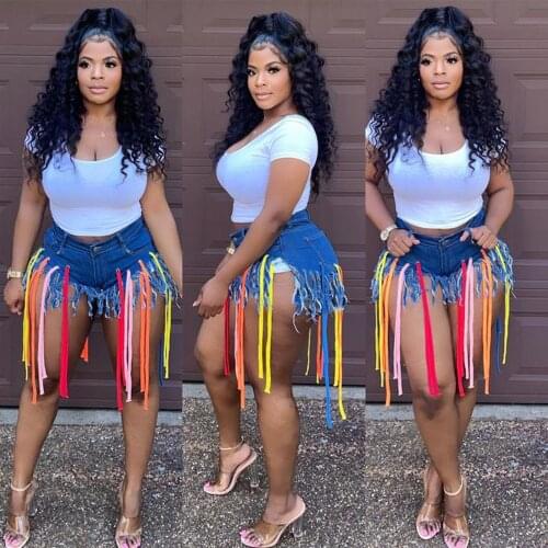 Casual Women Jeans Pants Tassel Short Pants Streetwear High Waist Summer Clothes For Women Outfit