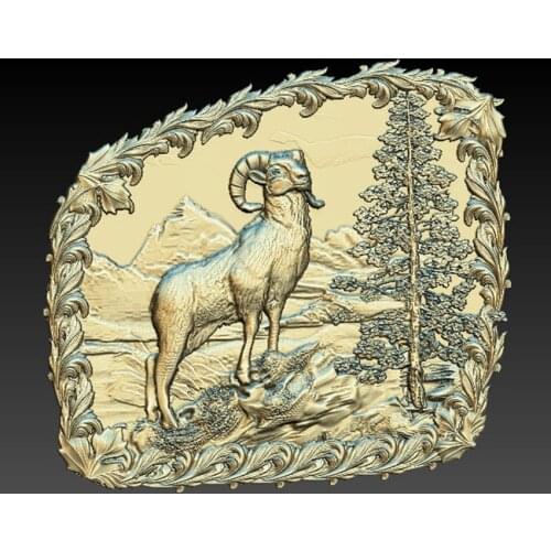3D Model STL Relief for CNC Router Carving and Engraving Artcam Aspire -Ibex in the mountain