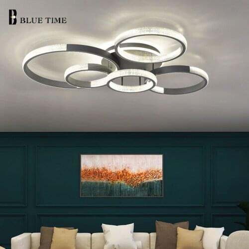 Modern Led Chandelier For Living room Bedroom Dining room Kitchen Lustre Circles Led Ceiling Chandelier Lighting Luminaires Gray