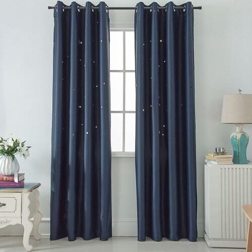 Modern Children Blackout Curtains for Living Room Hollow Out Star Window Custom Finished Drapes Pink Navy Blue Beige