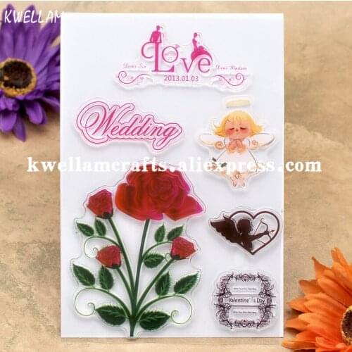 Wedding Rose Angel Valentines Day Scrapbook DIY photo cards account rubber stamp clear stamp transparent stamp 11x16cm KW781012