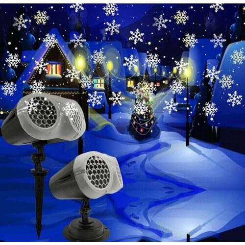 New Year LED Light Stage Light Outdoor Snow Party Landscape Lamp Waterproof Rotating Snowflake Laser Projector Light Christmas