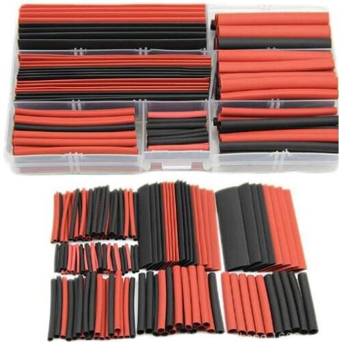 150pcs heat shrink tube Shrink wrapping Insulation Sleeving Polyolefin 2:1 Shrinking Assorted Wire Cable kit Red/Black with box