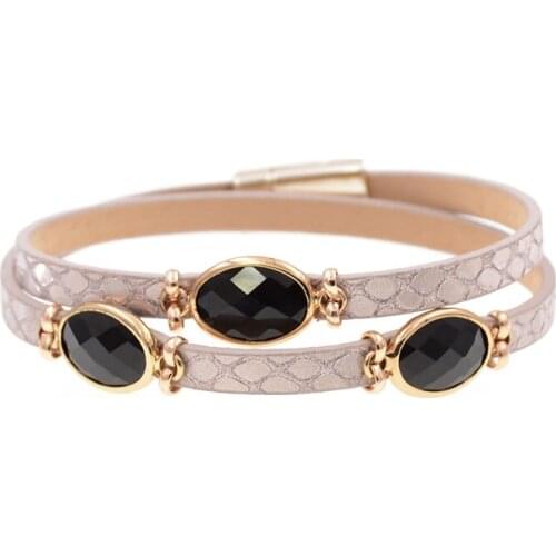 Women bracelet fashion leather bracelets for women resin/glass charm bracelet female jewelry