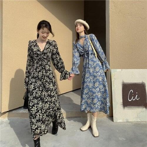 Women Dresses Autumn And Winter V-neck Dress Long-Sleeved Dress For Women Vestido De Mujer