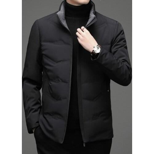 Winter Down Jacket New Mens Business Casual Stand Collar Cold-Resistant Warm Coat 90% White Duck Down Clothes