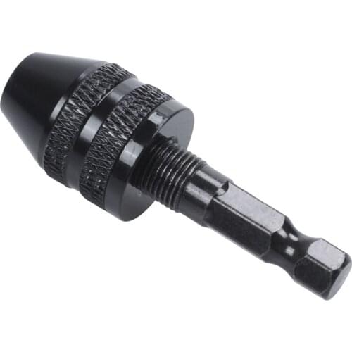 0.3-3.6mm Keyless Drill Chuck Screwdriver Impact Driver Adaptor 1/4" Shank Drill Black