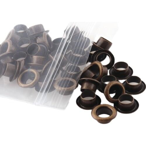 100pcs 6mm bronz Eyelets With gasket Round Grommet Eyelets for Sewing Bead Cores Clothes Leather Hardware Craft Canvas /clothes