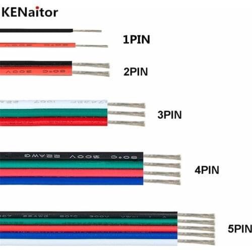 1pin2pin/3pin/4pin/5pin 1m/2m/5m 20AWG 22AWG Electrical cable LED Connector Extension Cable Wire For WS2812B RGB LED Strip