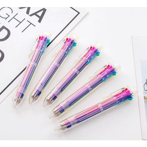 24 pcs/lot Transparent 8 Colors Ballpoint Pen Cute Ball Pens Material Escolar Graffiti pen office school Writing supplies