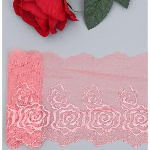 30Yards Red Pink Lace Trim Wedding Dress Ribbon Embroidered Applique DIY Clothing Accessories Sewing Crafts