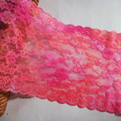 3YDS 17.5CM Wide Hot Red Color Embroidery Stretch Elastic Lace Trim For Bra Lingerie Sewing Clothes Underwear Fabric Accessories