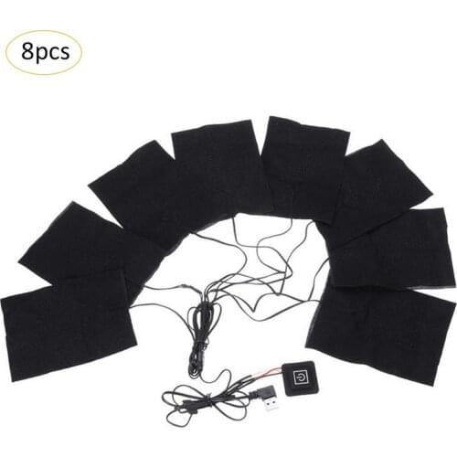 8-in-1 USB Electric Clothes Heating Pad Carbon Fiber Heated Clothes Pad with Adjustable 3 Gear Mat Sheet Heater Winter Warm Film