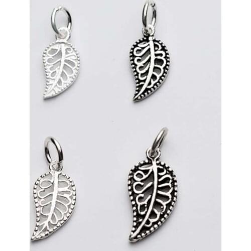 925 Sterling Silver Trendy Hollow Out Leaf Shape Charms Necklace Bracelets S925 Silver Pendant DIY Jewelry Making Accessories