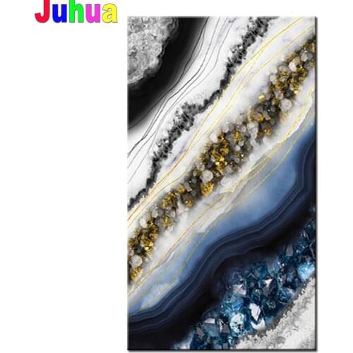 Large diy diamond painting Blue Abstract Waves diamond embroidery Landscape pictures full Square round drill Home decor