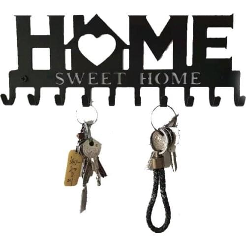 Key Holder for Wall Mount Sweet Home (10-Hook Rack) Decor,Metal Hanger for Front Door,Kitchen,Storehouse,Vehicle Keys