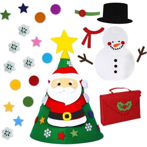 DIY 3D Toddler Felt Christmas Tree with Snowman Santa Clause Ornaments Kids Gifts Toys New Year Xmas Party Decoration