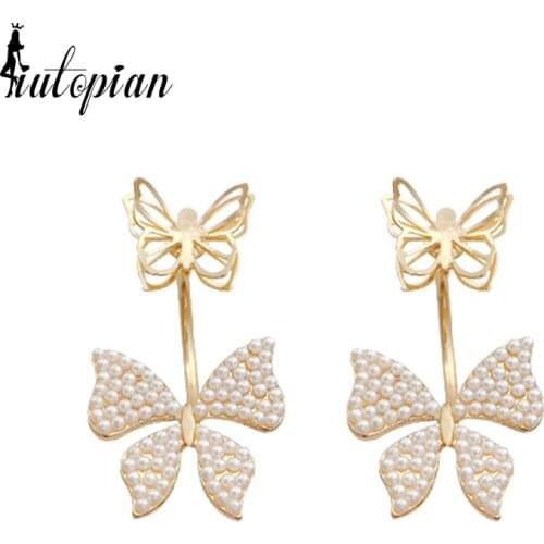 Korean Style 2021 Summer New Arrival Butterfly Pearl Earrings For Women S925 Needle Anti Allergy Gift Jewelry #HJ089