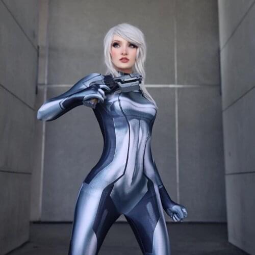 Samus Aran Cosplay Costume Game Black Grey Samus Zero Aran Adults Kids Superhero Costumes Halloween Suit Zentai Bodysuit
