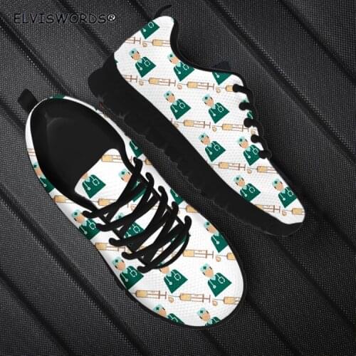 ELVISWORDS Gradient Doctor Pattern Breathable Womens Sneakers Casual Ladies Walking Shoes Comfortable Females Flat-Shoes 2021