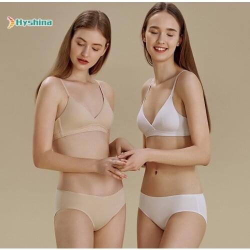 Summer Sexy No Steel Ring Bra Set Thin Japanese Girl Bra French Triangle Cup Cotton Small Chest Underwear