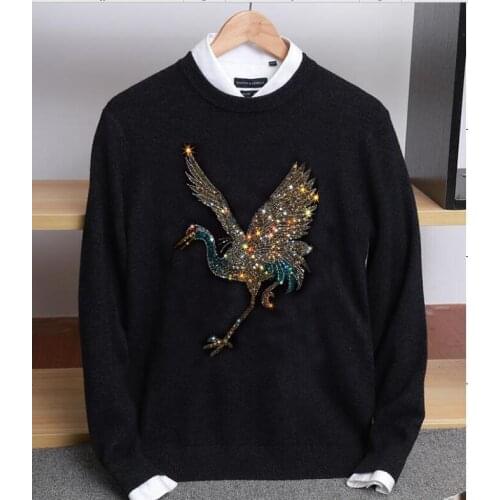 Men Hip Hop Hot drill Sweater Casual Loose Knitted Pullover Autumn Winter Knitted Mens Sweater brand Design