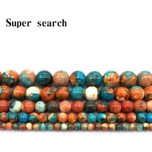 Natural White Green Orange Colorful rain stones Round Loose Beads 16" Strand 4 6 8 10MM Pick Size For Jewelry diy