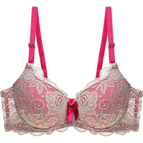 NHKDSASA Sexy Lace Bra Embroidery Lingerie Top For Women Padded Bra Underwire Bralette B C Cup Plus Size Brassiere 80 85 90 95