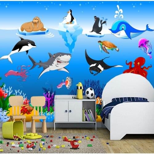 Custom papel parede infantil, sea animal murals for childrens room sofa living room background decorative waterproof wallpaper