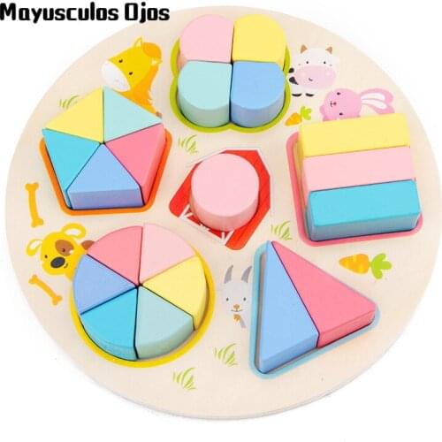 Wooden Geometric Shape Matching Puzzle Children Early Childhood Shape Recognition Color Classification Teaching Aid Toys