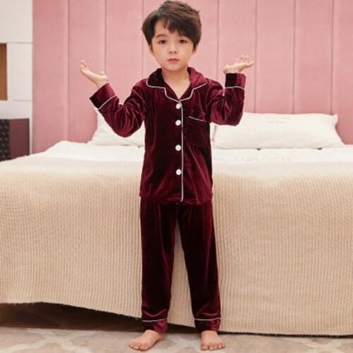 New Year Kids Christmas Coral Velvet Pyjamas Set Pajamas For Girls Winter Warm Long Sleeved Sleepwear Suit Boys Homewear