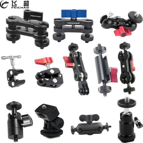 360 Swivel Dual Ball Head Bracket Magic Arm 1/4 Tripod Mount Lock Knob Light Stand for Monitor Flash SLR Camera Clamp Accessory