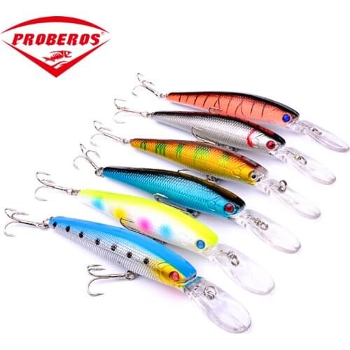 PRO BEROS 6 Pcs 12.5cm/14g hard bait lures fishing gear tools tackle Minow With two 4# fishhook