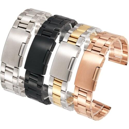 Black Stainless Steel Watchbands Bracelet 18mm 20mm 22mm 24mm 26mm 28mm 30m Solid Metal Watch Band Men Strap Accessories