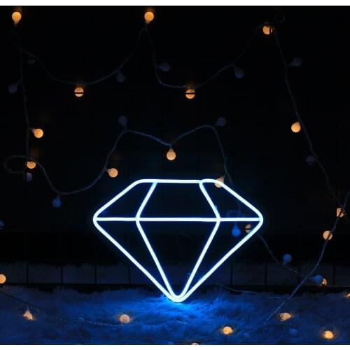 Diamond Shape Design Custom Neon Sign Light Room Wall Decorations Home LED Night Light Birthday Party Gifts