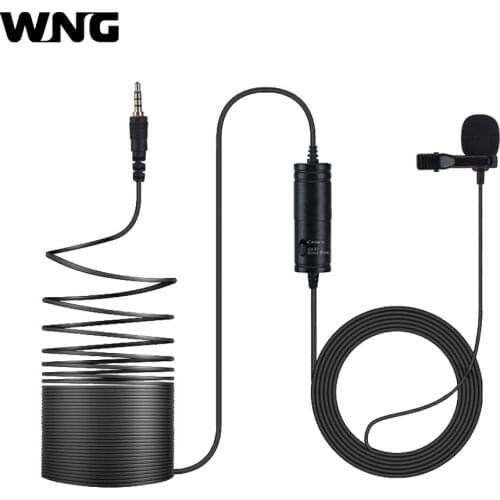 Omni-directional Lavalier Microphone with Metal Clip 3.5mm to 6.5mm Adapter 6M Long Cord for Smartphone and Cameras