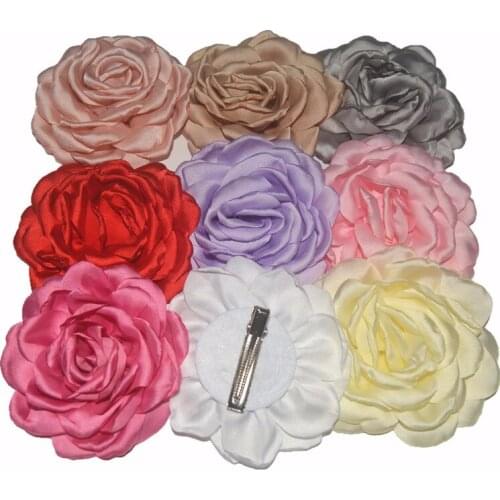 20 PCS/lot , 3.7" Satin Burned Edges Flower Hair Clips , Peony Fabric Flower Hair Clip for wedding , brooch and shoes