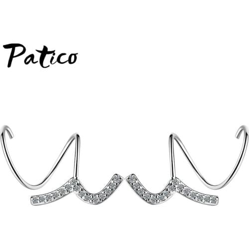 Delicate 925 Sterling Silver Stud Earrings For Women Cubic Zircon Cartilage Piercing Earings Rhinestone Jewelry Gift