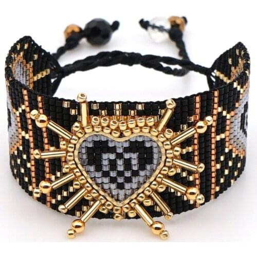WT-B548 WKT bohemian handmake heartshape beads bracelet japan miyuki bracelet for women gift in nation style bracelet