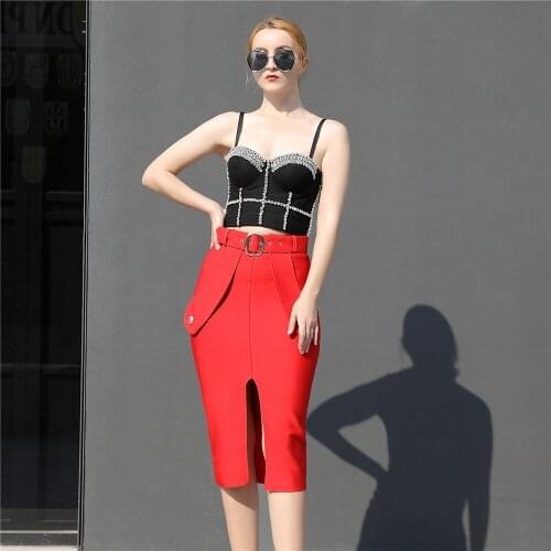 2021 New Two Piece Set Summer Clothes For Women Set Suit Outfits Sexy Beading Top Bandage Skirt Set Elegant 2 Piece Sets