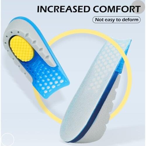 Bangni Inner Heightened Insole Height Increase TPE Jelly Gel Half Shoes Pad Invisible Massaging Feet 1-3cm Lift For Men Women