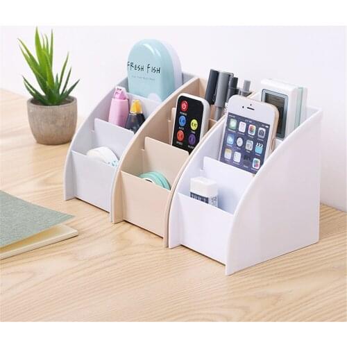 Tv Storage Box Remote Control Holder Tea Table Pp Storage Box 3 Grid Office Desktop Tidy Stationery Organizer Box