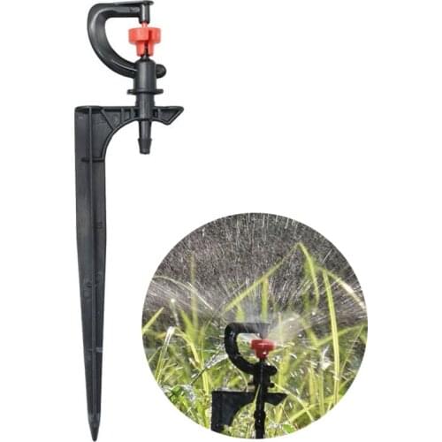 10PCS Mini Rotating Sprinkler 360 Degrees Red Wheel Micro Rotor Sprinklers Head on Stake Garden Watering Spray Nozzle
