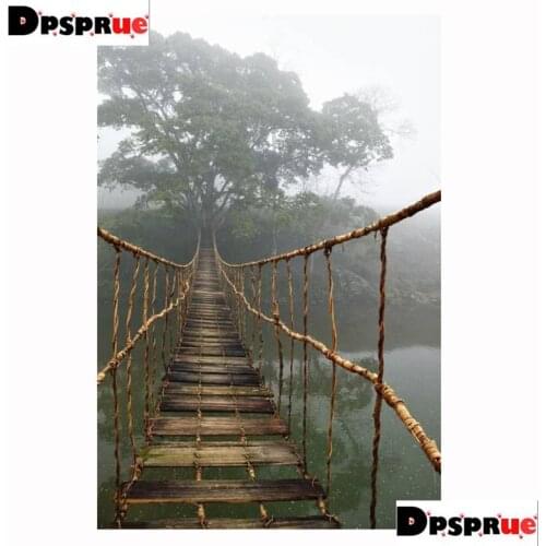 Dpsprue Full Square/Round 5D Diy Diamond Painting Kit Cross Stitch Suspension Bridge 3D Embroidery Mosaic Home Decor For Gift
