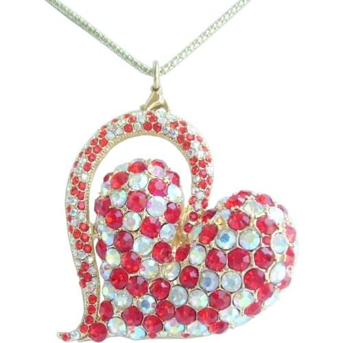 Charming Love Heart Necklace Pendant Rhinestone Crystal NL04817