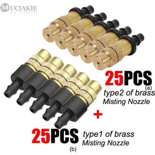 MUCIAKIE 50PCS Adjustable Sprayer Brass Misting Nozzle Atomizing Sprinkler for Micro Drip Garden Watering Irrigation Spray